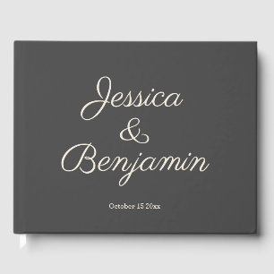 Livre D'or Script minimaliste élégant Mariage noir et blanc