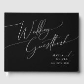 Livre D'or Script minimaliste Whimsical | Mariage noir (Recto)