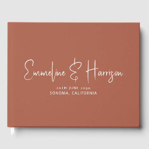 Livre D'or Script moderne Serif Ochre personnalisé mariage in