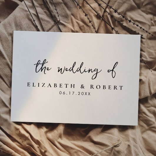 Livre D'or Script simple et élégant Mariage noir et blanc