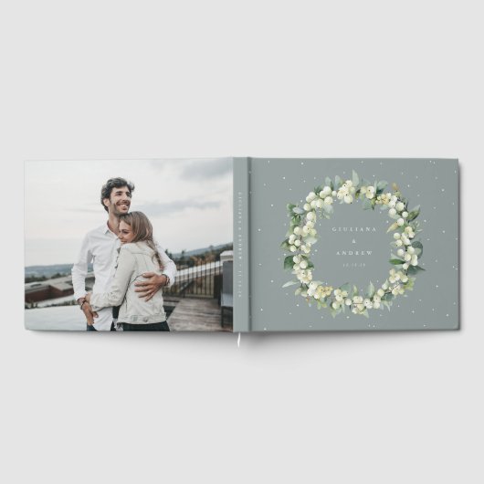 Livre D'or Seafoam Green Snowberry+Eucalyptus Wreath Mariage (Complet)