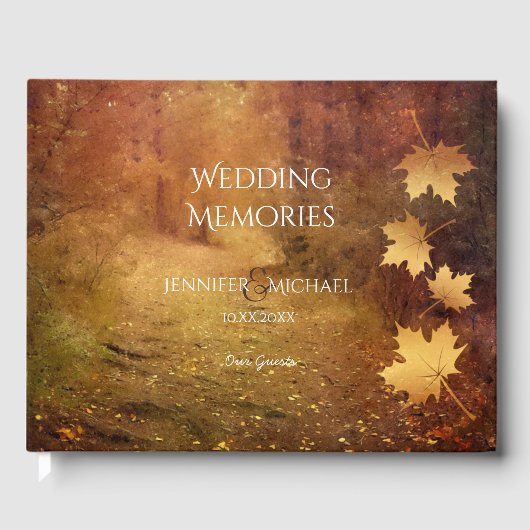 Livre D'or sentier d'automne érable feuille souvenirs mariage (Recto)