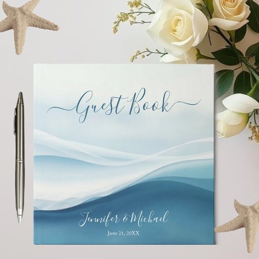 Livre D'or Serene Blue Beach Abstract Wedding