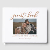 Livre D'or Sienna Brown Script Couple Photo Mariage (Recto)