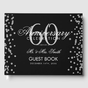 Livre D'or Silver Black 60ème Anniversaire de Diamant Glitter
