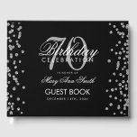 Livre D'or Silver Black 70th Birthday Party Parties scintilla<br><div class="desc">Elégante 70e fête d'anniversaire Parties scintillant d'argent Confetti modèle noir.</div>
