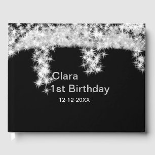 Livre D'or Silver black glitter add name birthday date year t