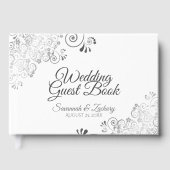 Livre D'or Silver Grey Frilly Filigree Mariage élégant (Recto)