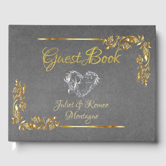 Livre D'or Silver Heart on Grey with Gold Border (Recto)
