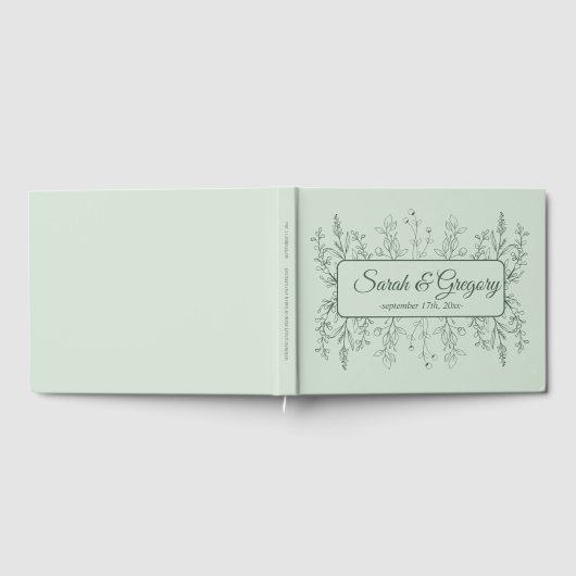 Livre D'or Simple Boho Floral Sage Mariage vert (Complet)