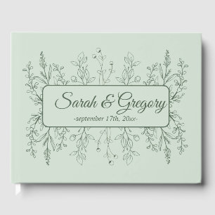 Livre D'or Simple Boho Floral Sage Mariage vert