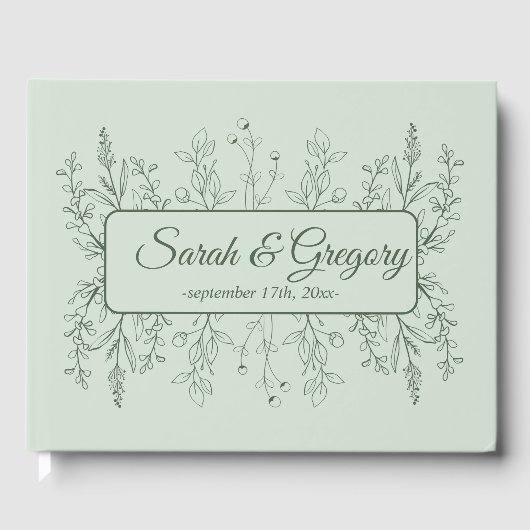 Livre D'or Simple Boho Floral Sage Mariage vert (Recto)