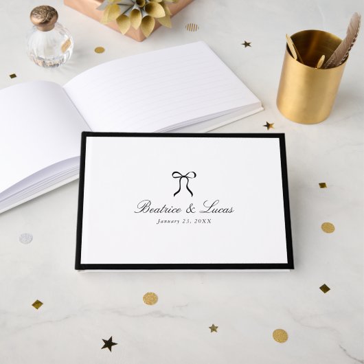 Livre D'or Simple Bow Mariage Classique (Recto ouvert)