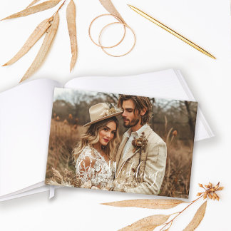 Livre D'or Simple Chic Elegant Calligraphy Photo Wedding