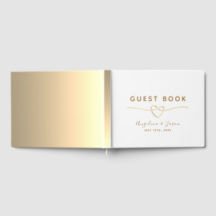 Livre D'or Simple Élégant Mariage Feuille D'Or