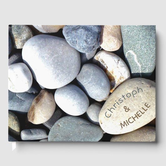 Livre D'or Simple Elegant Rustic Pebble Nature Mariage modern (Recto)