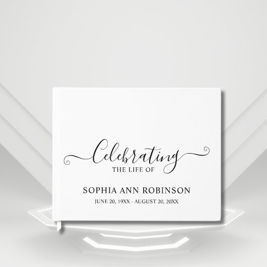 Livre D'or Simple Élégant Script Funeral Memorial Keepsaké