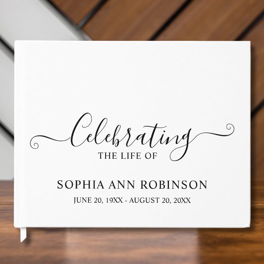 Livre D'or Simple Élégant Script Funeral Memorial Keepsaké