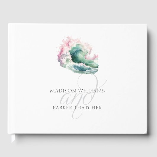 Livre D'or Simple Elégante Vague De Mariage De Plage (Recto)