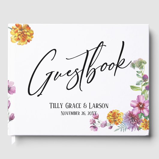 Livre d'or Simple Fleur sauvage & Handwriting (Recto)