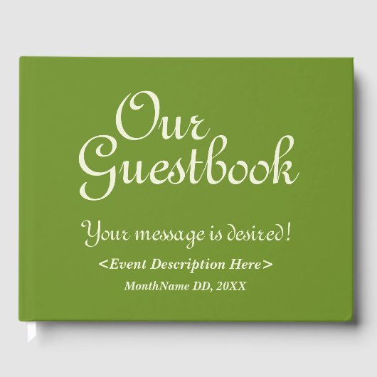 Livre D'or Simple Green and Beige Generic Event Guestbook (Recto)