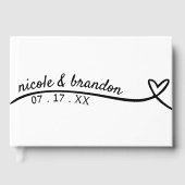 Livre D'or Simple Mariage de coeur blanc et noir (Recto)