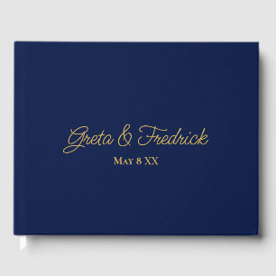 Livre D'or Simple minimaliste Personnalisé Marine Bleu Or