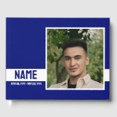 Livre D'or Simple Modern Blue 2 Photo Celebration of Life (Recto)