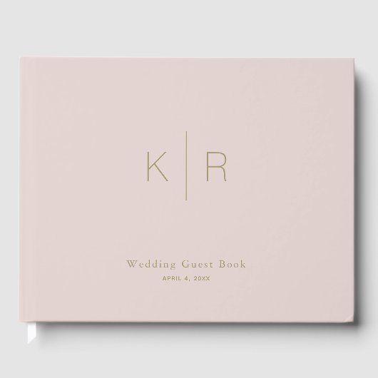 Livre D'or Simple moderne rose beige Mariage (Recto)