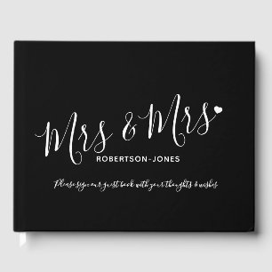 Livre D'or Simple noir blanc customisé mrs et mrs mariage