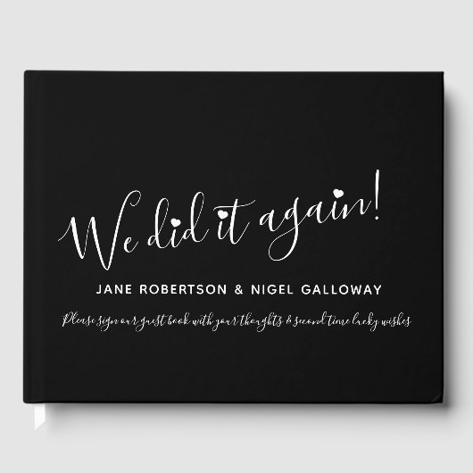 Livre D'or Simple noir blanc customisé remarié mariage (Recto)