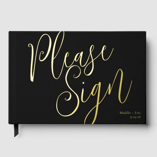 Livre d'or simple noir et or pour signatures (Recto)