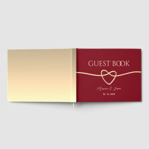 Livre D'or Simple Rouge et Or Élégant Mariage