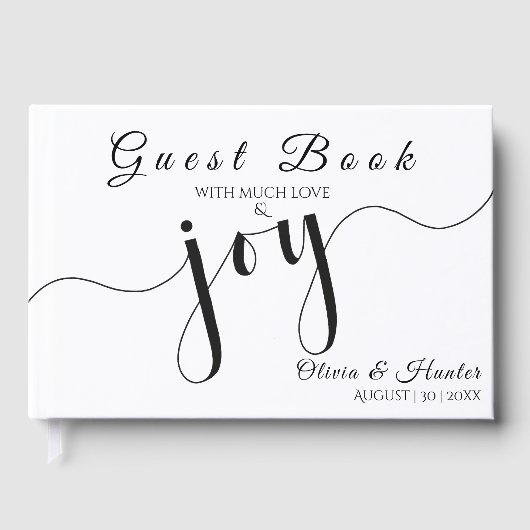 Livre D'or Simple, Script, Black & White Wedding (Recto)