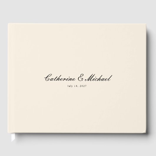 Livre D'or Simple Script Pretty Cream Wedding Guest Book (Recto)