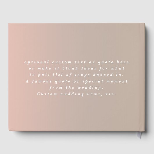 Livre D'or Simple Taupe Beige & Blush Pink Ombre Mariage (Verso)