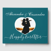 Livre D'or Simple Turquoise Turquoise Blue Photo Mariage (Recto)