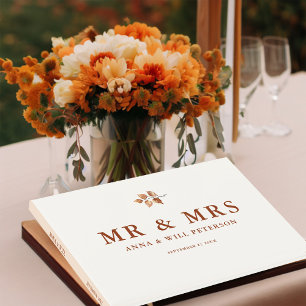 Livre D'or Simples feuilles d'automne Terracotta Chic Mariage