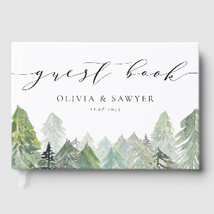 Livre D'or Snowy À feuillage persistant Forest Script Mariage