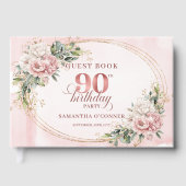 Livre D'or Soft Pale Pink Gold Greenery 90th Birthday Guest   (Recto)