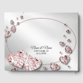 Livre D'or Soirée de mariage rose Peach Coeurs brillants géom (Verso)