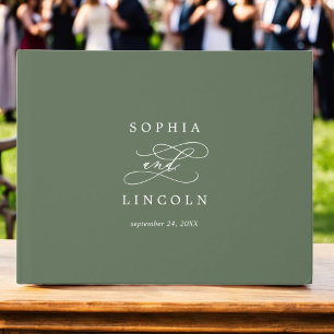 Livre D'or SOPHIA Mariage de monogramme vert d'olive des bois