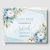 Livre D'or Sophistiqué Dusty Bleu Blancs pivoines Douce 16e (Recto)