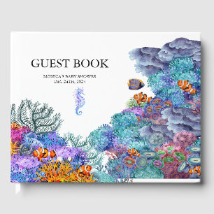 Livre D'or Sous le Baby shower marin Aquarelle marine