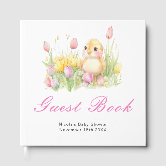 Livre D'or Spring Chick Baby Shower Guest Book (Recto)