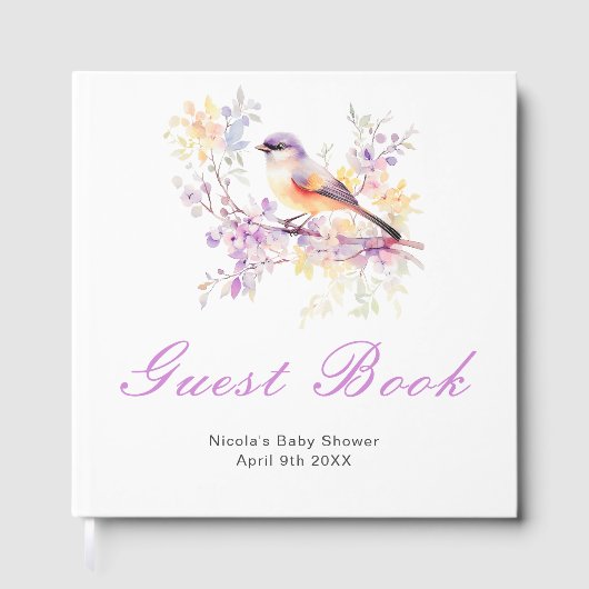 Livre D'or Spring Cute Bird Baby Shower Guest Book (Recto)