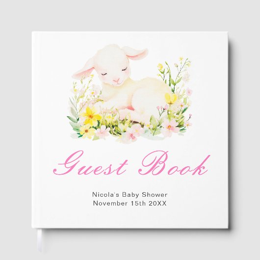 Livre D'or Spring Lamb Baby Shower Guest Book (Recto)