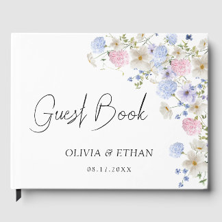 Livre D'or Spring Wildflowers Purple Pink Wedding