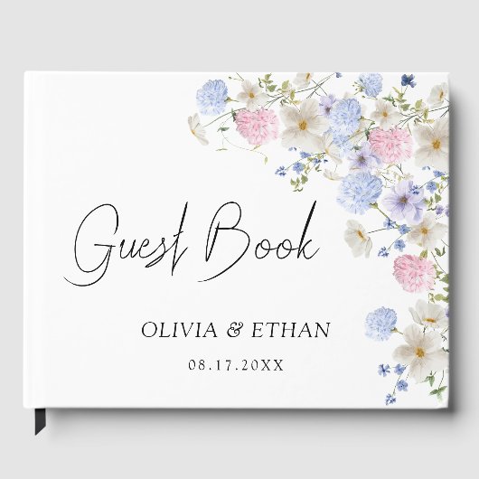 Livre D'or Spring Wildflowers Purple Pink Wedding (Recto)