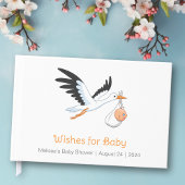 Livre D'or Stork sur Baby shower blanc